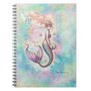 Caderno Espiral Arte em Aquarela Fantasia da Sereia Arco-íris
