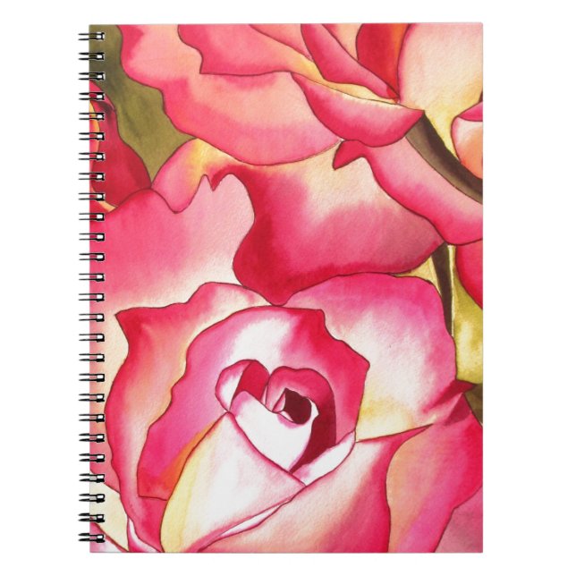 Caderno Espiral Arte em aquarela rosa Hannah Gordon (Frente)