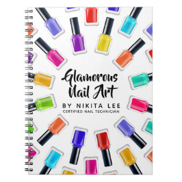 Caderno Espiral Arte em Esmalte de Unhas Arco-Íris Brilhante Tech 