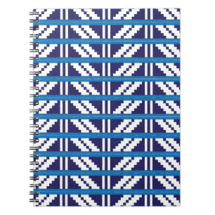 Caderno Espiral Arte étnica letã latgale azul e branca