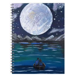 Caderno Espiral Arte feita à mão - Amor ao Luar