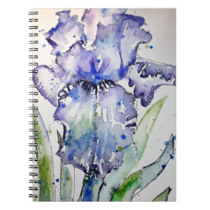 Caderno Espiral Arte Flor Azul Iris Art