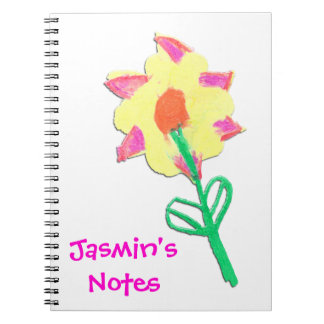 Caderno Espiral Arte Flor de Jasmin por Crianças Personalizadas