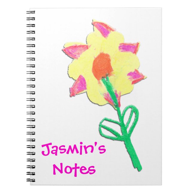 Caderno Espiral Arte Flor de Jasmin por Crianças Personalizadas (Frente)