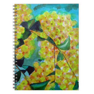 Caderno Espiral Arte floral australiana original de Wattle