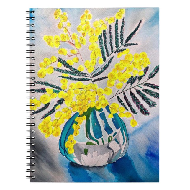 Caderno Espiral Arte floral australiana original de Wattle (Frente)