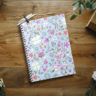 Caderno Espiral Arte Floral Ditsy Pop Azul Céu Inicial