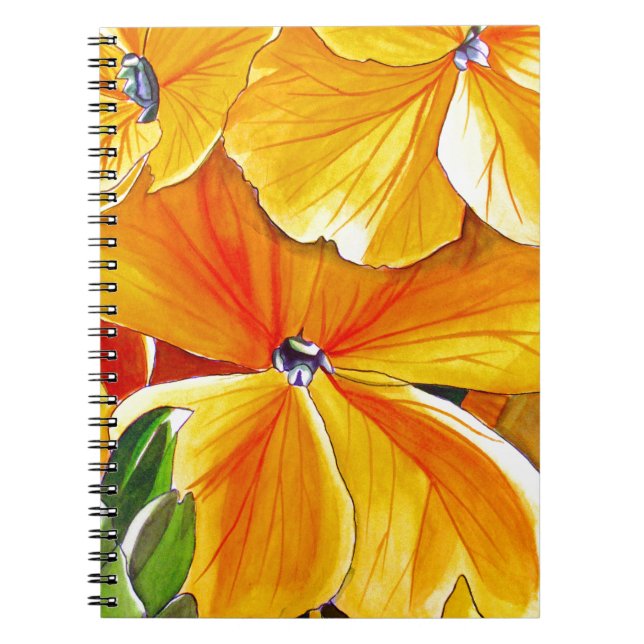 Caderno Espiral Arte floral em aquarela original Wallflower (Frente)