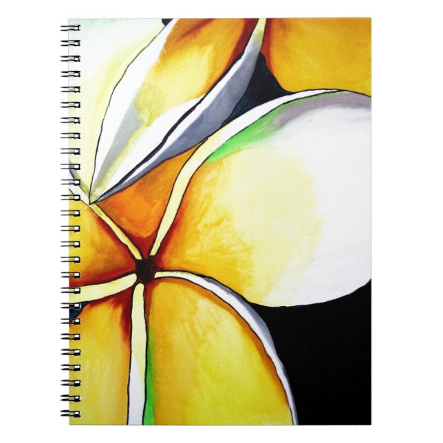 Caderno Espiral Arte floral Frangipani (Frente)