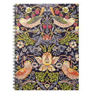 Caderno Espiral Arte floral Nouveau do ladrão da morango de