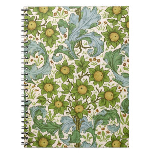 Caderno Espiral Arte Floral William Morris Orchard Green