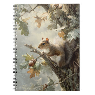 Caderno Espiral Arte Florestal de Carvalho de Esquilo de Outono