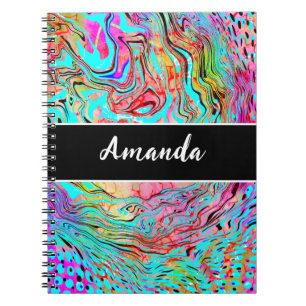 Caderno Espiral Arte Fluida Abstrato de Tranquilidade Personalizad