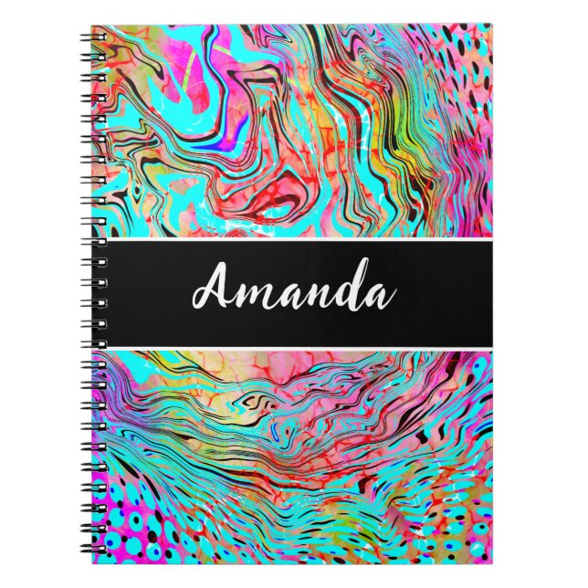 Caderno Espiral Arte Fluida Abstrato de Tranquilidade Personalizad (Frente)