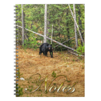 Caderno Espiral Arte Fotográfica do Urso Negro Selvagem e Floresta