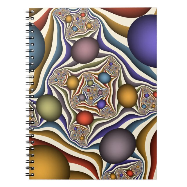 Caderno Espiral Arte Fractal Abstrato Colorida (Frente)