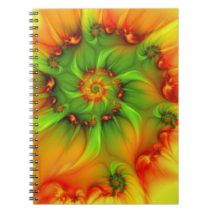 Caderno Espiral Arte Fractal Abstrato Colorida Psicodélica