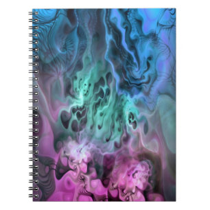 Caderno Espiral Arte Fractal Apophysis II - rosa verde azul