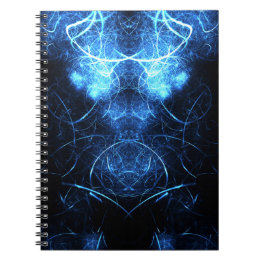 Caderno Espiral Arte Fractal de Energia Nebulosa Azul