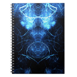 Caderno Espiral Arte Fractal de Energia Nebulosa Azul