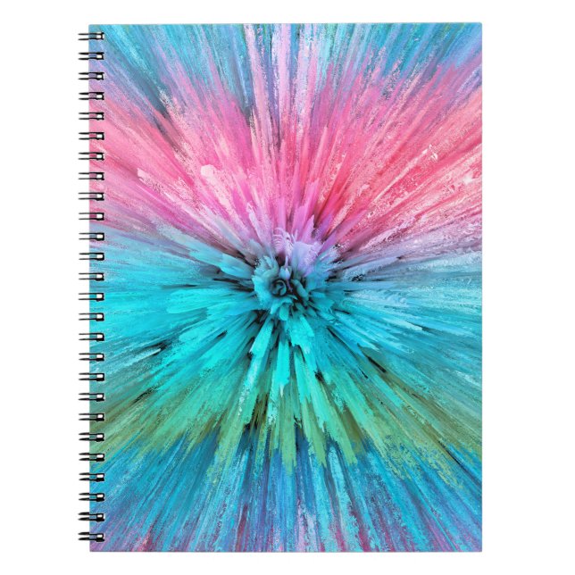 Caderno Espiral Arte Fractal de Explosão de Energia de Algodão Doc (Frente)