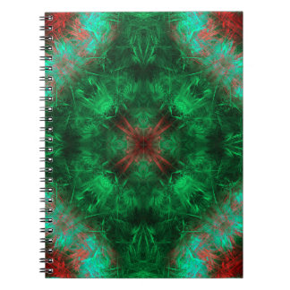 Caderno Espiral Arte Fractal de Geometria Sagrada Esmeralda