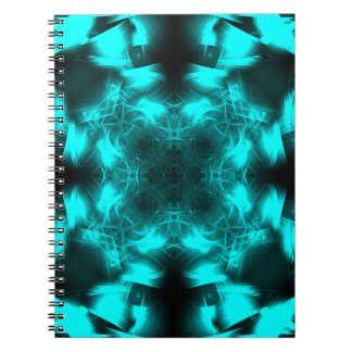 Caderno Espiral Arte Fractal de Simetria de Plasma Aquático