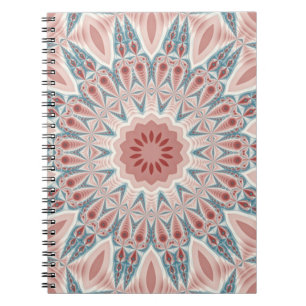 Caderno Espiral Arte Fractal do Caleidoscópio Moderno em greve