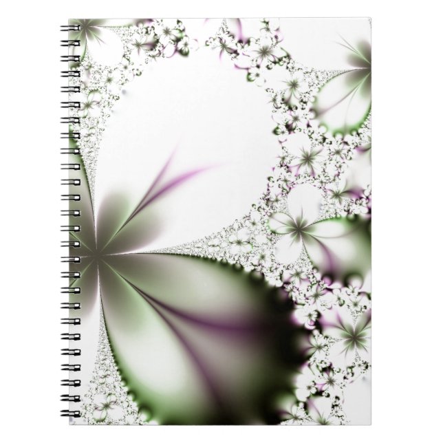 Caderno Espiral Arte Fractal Floral (Frente)