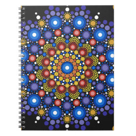 Caderno Espiral Arte Fractal Floral Dotada Retro Mandala