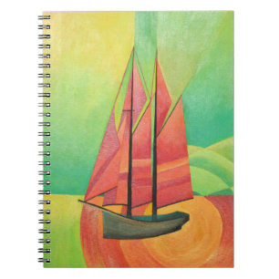 Caderno Espiral Arte Geométrica do Barco à Vela Abstrato Cubist
