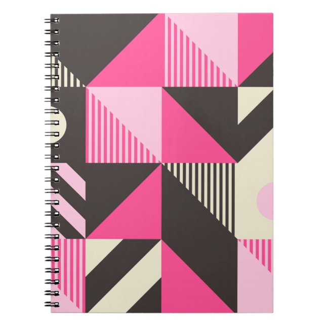 Caderno Espiral Arte geométrica simples com blocos negritos editáv (Frente)