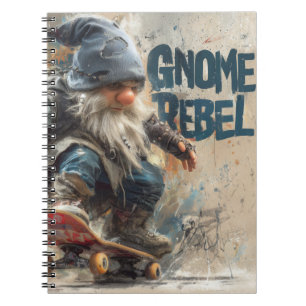 Caderno Espiral Arte gráfico de skateboarding do Gnome Rebel
