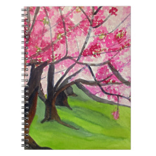 Caderno Espiral Arte japonesa da flor de cerejeira de Sakura