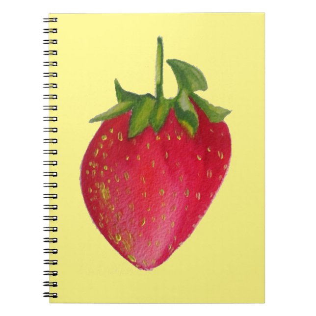Caderno Espiral Arte macro de fruta aquosa Juicy Strawberry (Frente)