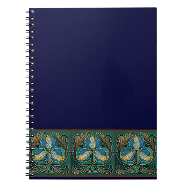 Caderno Espiral Arte Majolica de Pomegranato Azul (Frente)