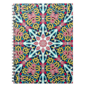 Caderno Espiral Arte Mandala de Roseta Ornamental Colorida