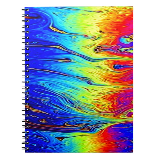 Caderno Espiral Arte Marmorizada Arco-íris Linda (Frente)