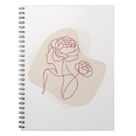Caderno Espiral Arte Minimalista Abstrata de Linha Floral