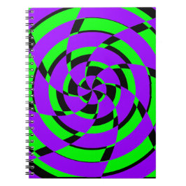 Caderno Espiral Arte Moderna Redemoinho Psicodélico Roxo Verde
