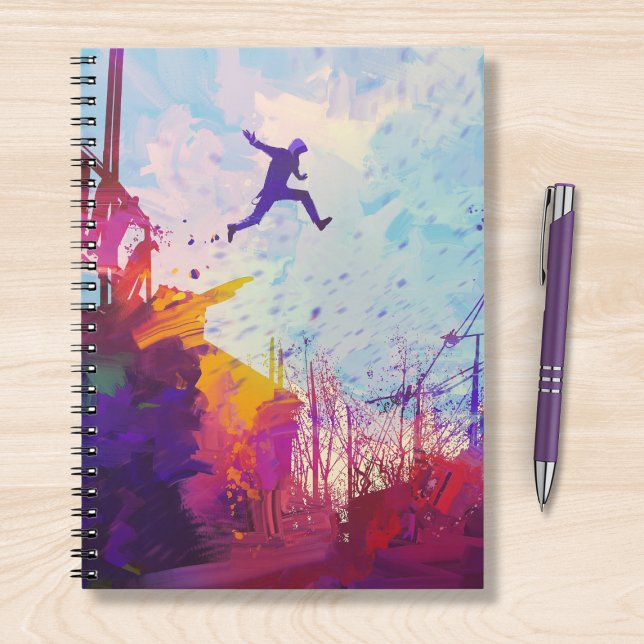 Caderno Espiral Arte moderna Running livre urbana de Parkour (Criador carregado)