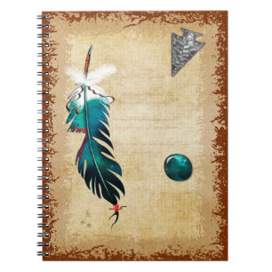 Caderno Espiral Arte nativa do nativo americano das reflexões