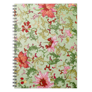 Caderno Espiral Arte Nova Antiga Chinoiserie Floral Chinesa