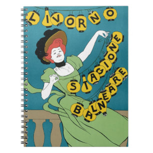 Caderno Espiral Arte Nova Antiga, Senorita Livorno Dançando