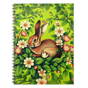 Caderno Espiral Arte Nova Lebre Selvagem e Flores