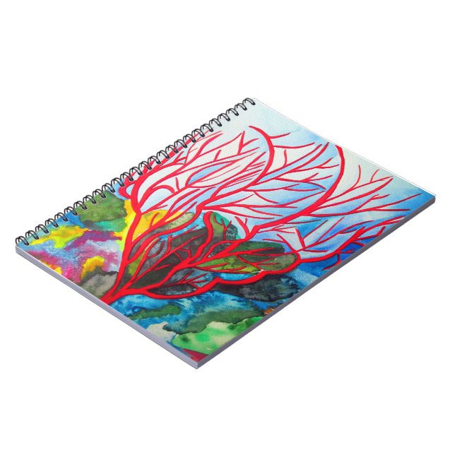 Caderno Espiral Arte oceânica Red Coral Reef (Left Side)