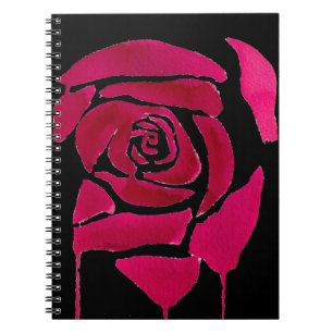 Caderno Espiral Arte original abstrata em aquarela rosa gótica