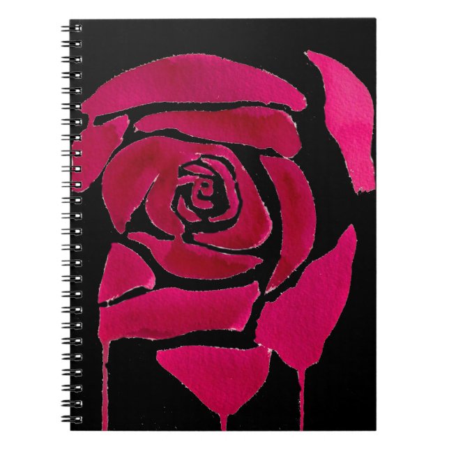 Caderno Espiral Arte original abstrata em aquarela rosa gótica (Frente)
