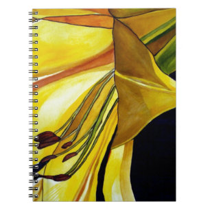 Caderno Espiral arte original do lírio Yellow Golden Splendor