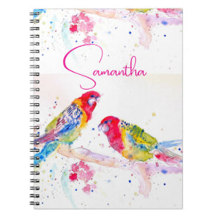 Caderno Espiral Arte papagaio Mola Aquarela Pintura Vermelha Cor A